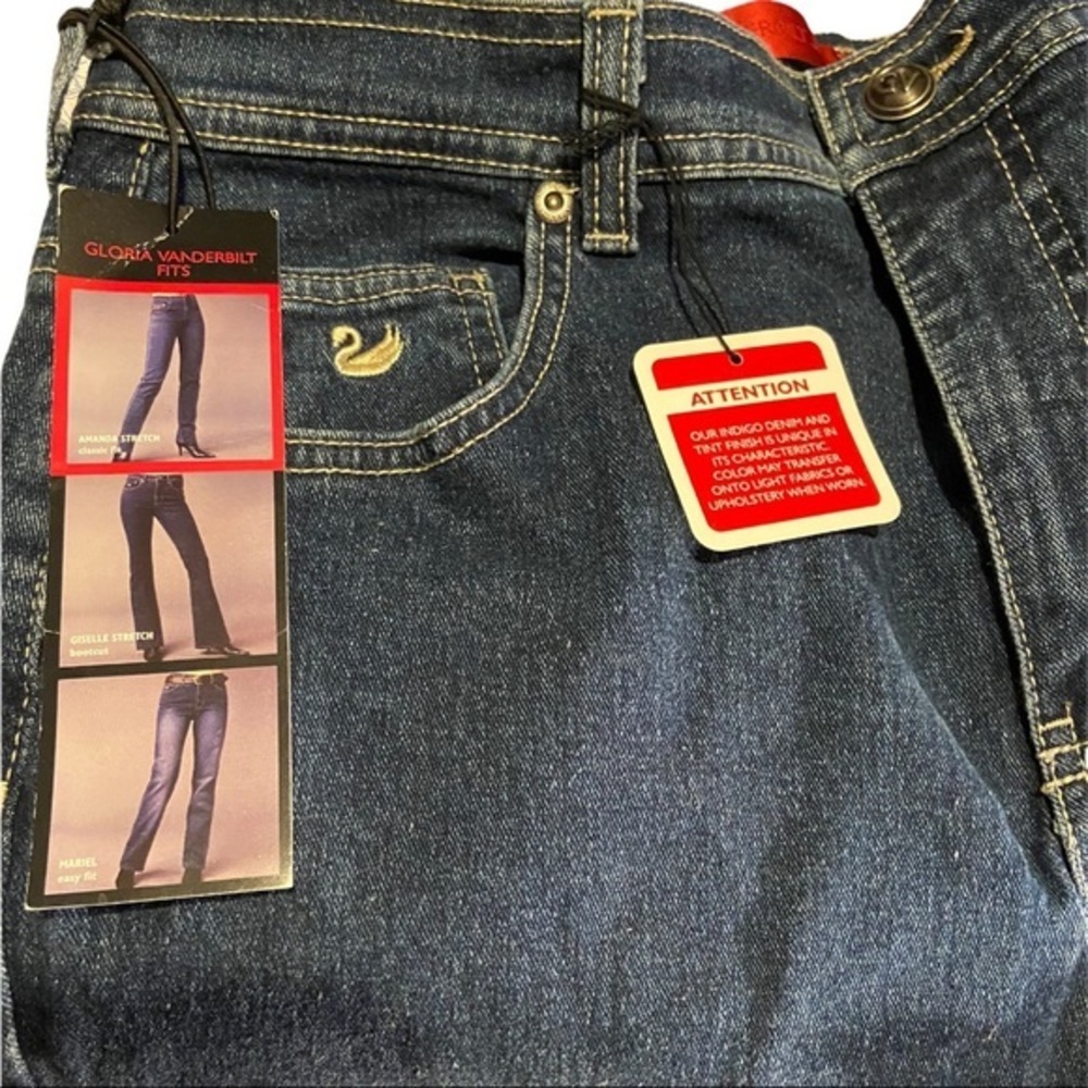 GLORIA VANDERBILT AMANDA Stretch Red Label Stretch Blue Jeans 6 NWT/T - Picture 2 of 7